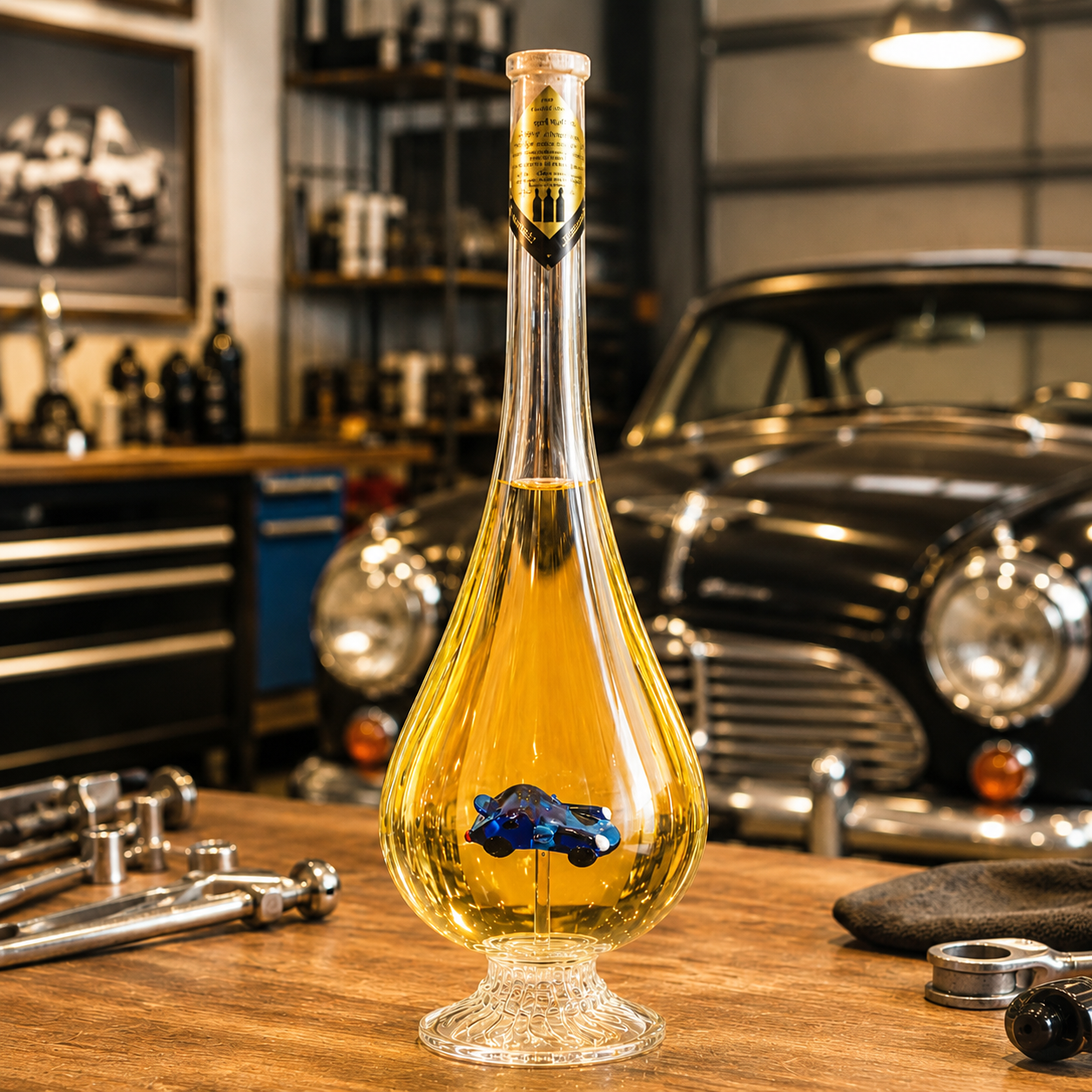 Dekorative Tropfenflasche mit Porsche im Inneren (0,5 l)